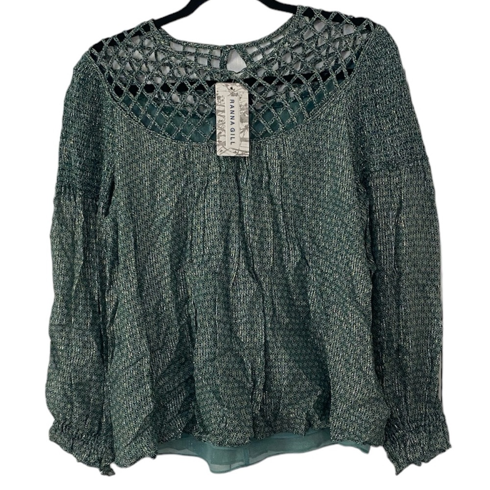 NWT Anthropologie RANNA GILL Cage Crisscross Viscose Top S